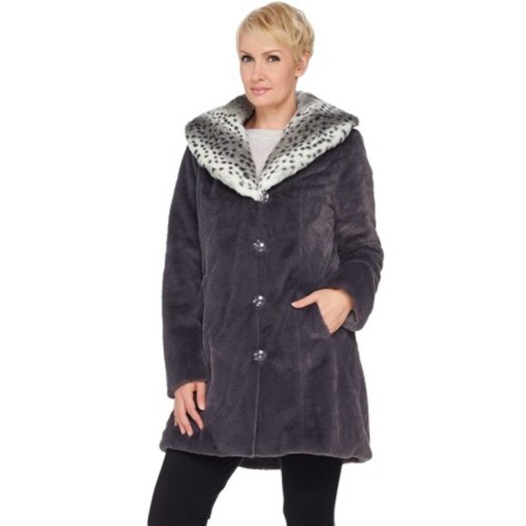 dennis basso Jackets & Blazers - Dennis Basso Plush Faux Fur Coat 3X | Statement Plus Size Outerwear